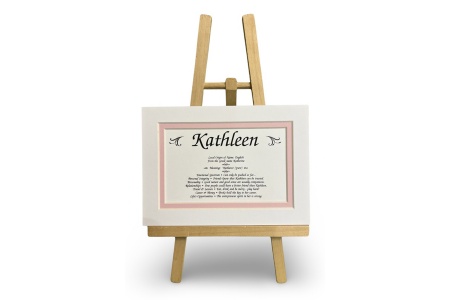 Baby Girls 200 SET - First Name Origin & Meaning 5x7 White Over Pink