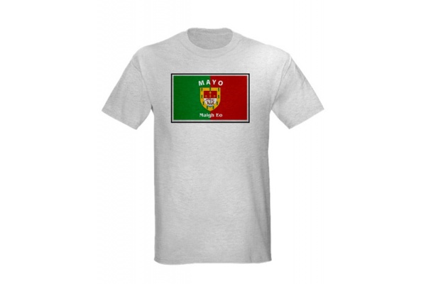 Gray T-Shirt - Full Chest GAA Flag